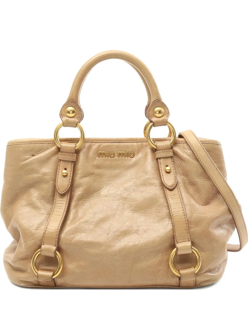 Miu Miu Pre-Owned 2000s leather two-way shoulder bag - Brown | Farfetch Global