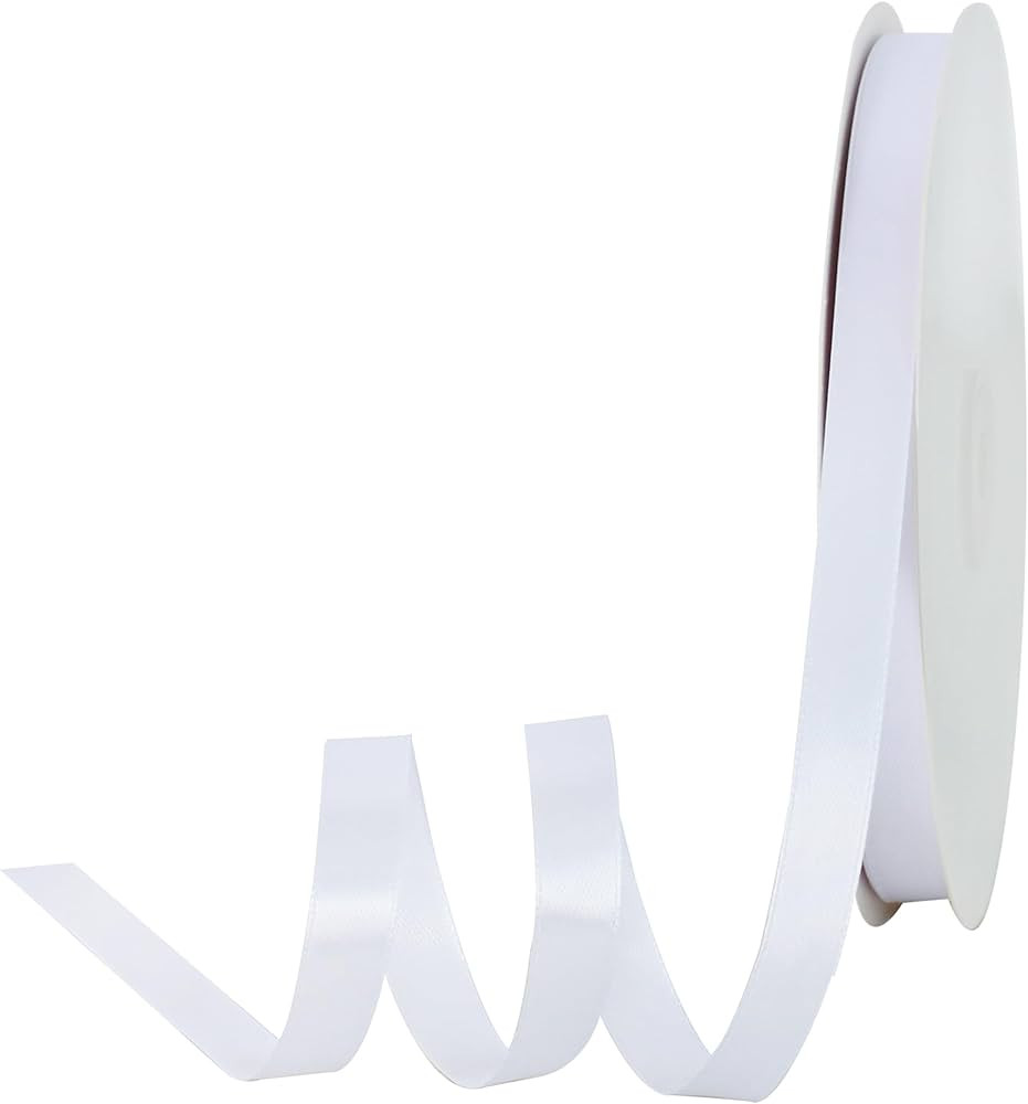 TONIFUL 1/2 Inch x 100yds White Satin Ribbon Thin Solid Fabric Ribbons for Invitation Gift Wrappi... | Amazon (US)