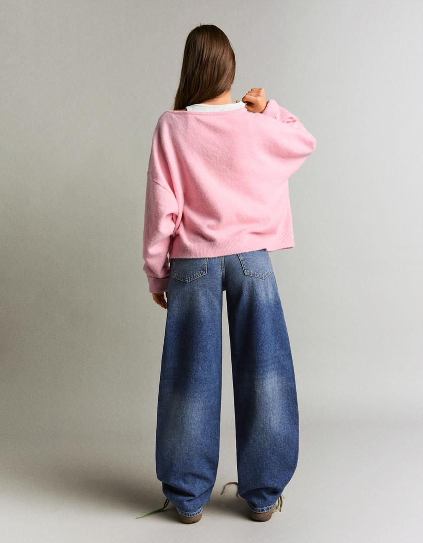High-waist barrel jeans - Trousers - Women | Bershka GB