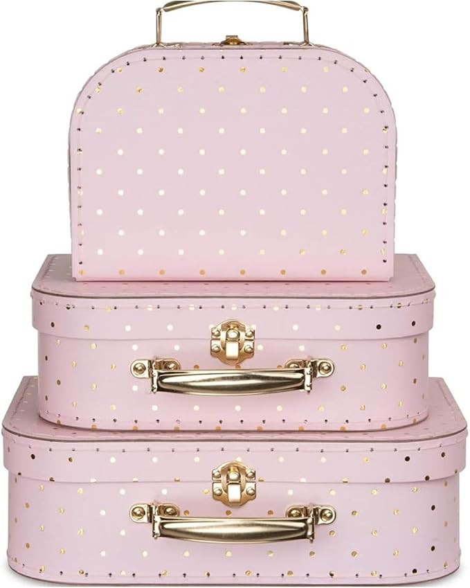 Jewelkeeper Paperboard Suitcases, Set of 3 Vintage Decorative Storage Box, Luggage Decor Storage,... | Amazon (US)
