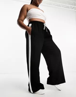 ASOS DESIGN Curve pull on pants with contrast panel in black | ASOS | ASOS (Global)