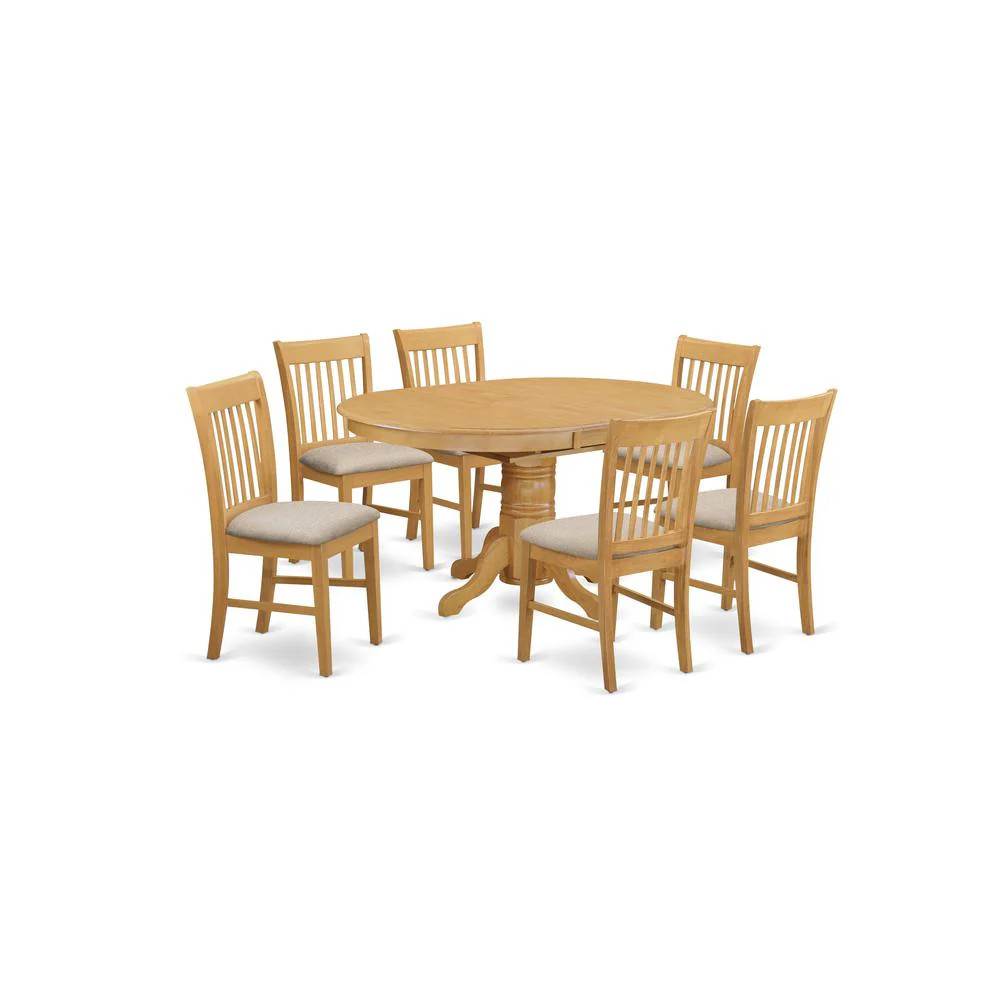 AVNO7-OAK-C 7 Pc Table and chair set - Dinette Table and 6 Dining Chairs | Shop Simon