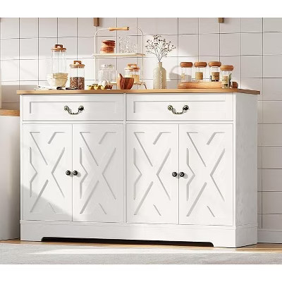 CuisinSmart 57'' Modern Farmhouse Sideboard Buffet Cabinet with 2 Drawers & Adjustable Shelves, Dining Room Coffee Bar Organizer for Living Room | Target