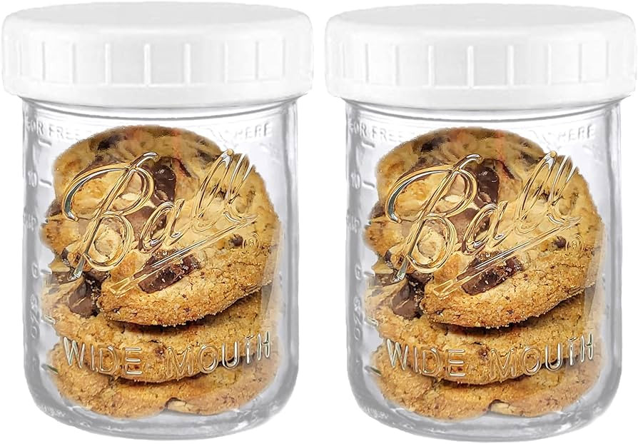 Wide Mouth Mason Jars 16 oz - (2 Pack) - Ball Wide Mouth 16-Ounces Pint Mason Jars with White M.E... | Amazon (US)