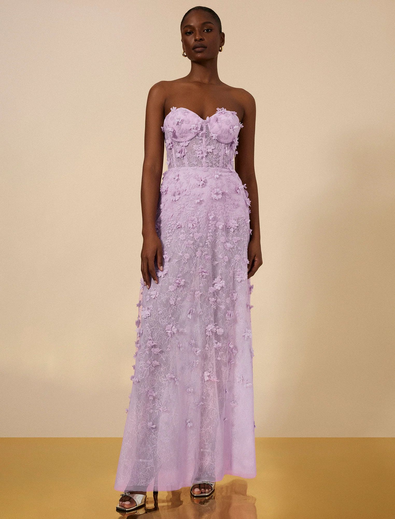 Poppy Strapless Floral Appliqué Gown | BCBG Max Azria 