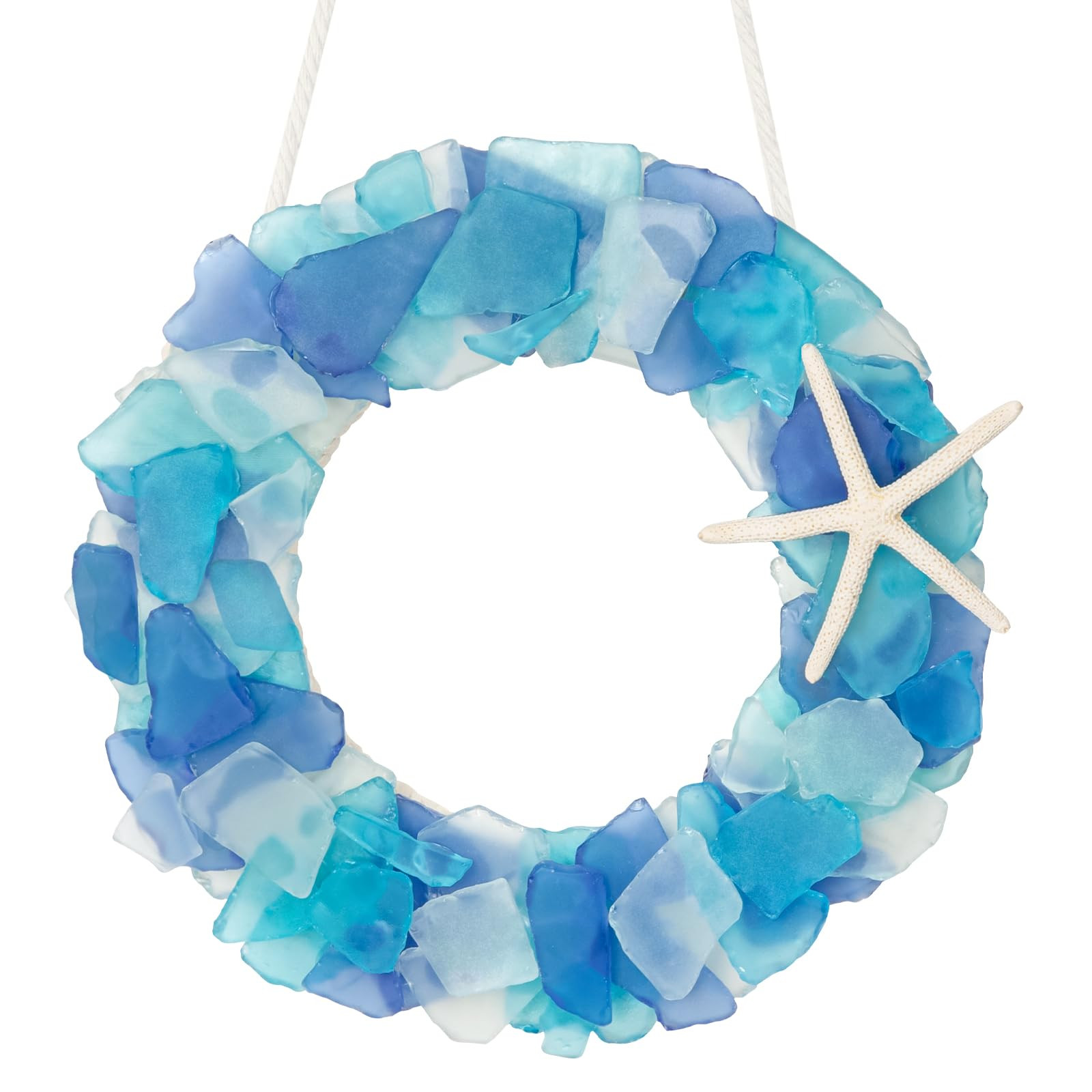 Sea Glass Wreath - Handmade 8.5 Inch Beach Wreath, Coastal Style Christmas Decor Wreaths for Home... | Amazon (US)