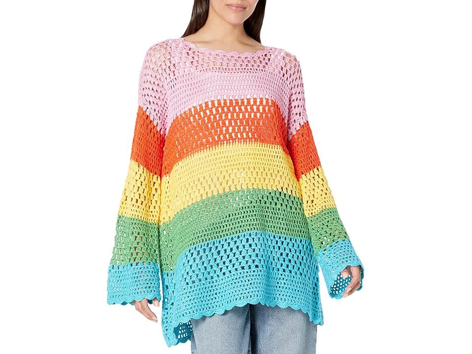 Show Me Your Mumu Paula Pullover (Bright Stripe Crochet) Women's Clothing | Zappos