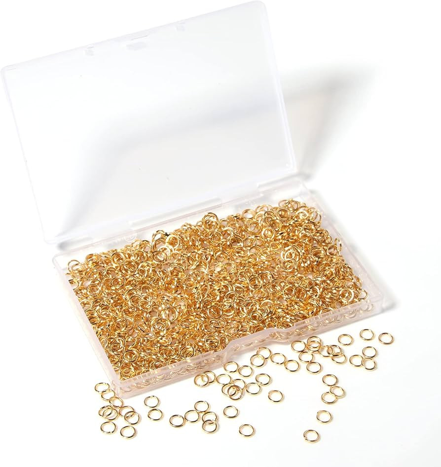 1000 Pcs 5mm Open Jump Rings Gold Plated Jump Rings for Jewelry Making Single Ring Bulk for DIY C... | Amazon (US)