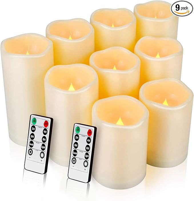9pcs Flameless Flicking LED Candles with Remote, Battery Operated Candles, Electric Candle for Di... | Amazon (US)