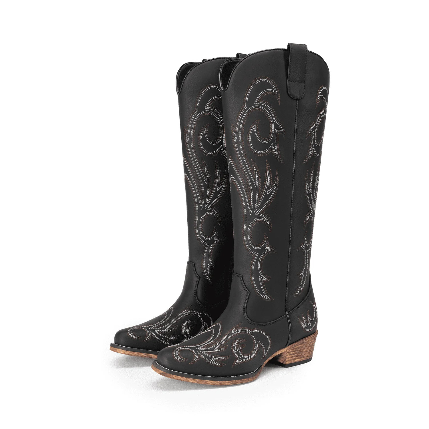BURUDANI Women's Embroidered Western Cowboy Boots, Knee High Cowgirl Style with Chunky Heel & Sid... | Walmart (US)