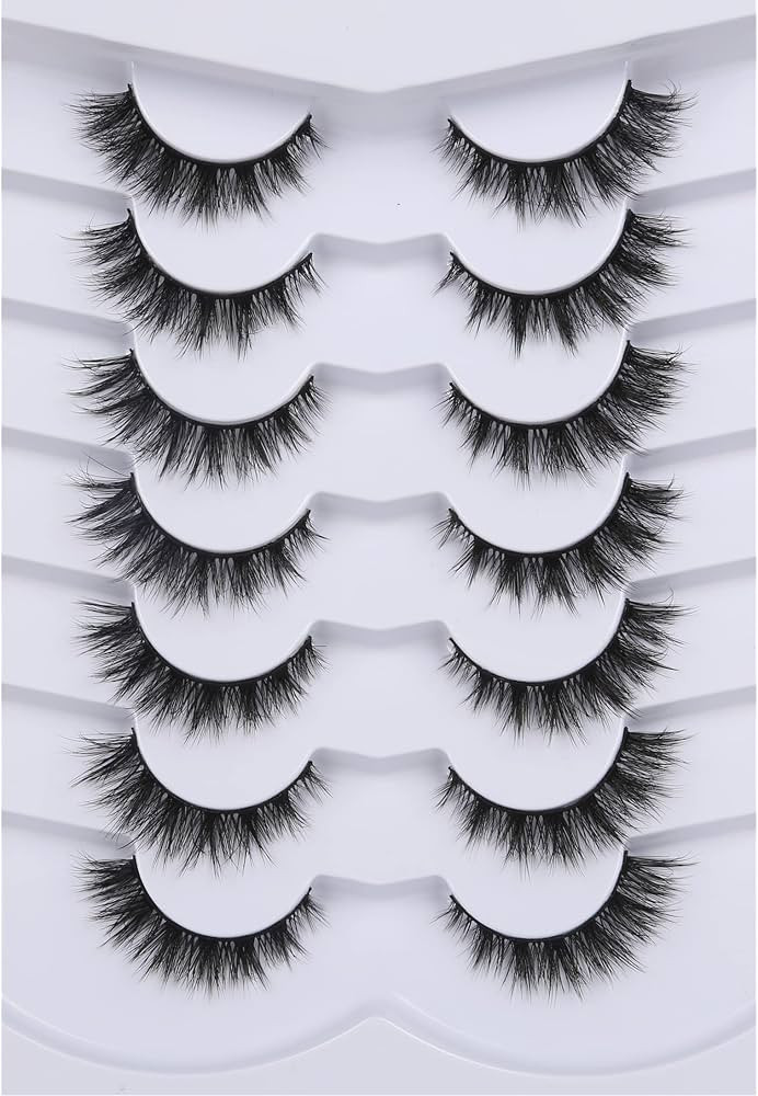 Pooplunch False Eyelashes Cat Eye Lashes Natural Clusters Short 8D Volume Wispy Faux Mink Lashes ... | Amazon (US)