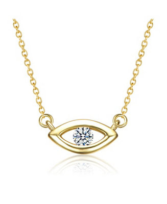 14K Gold Plated with Clear Cubic Zirconia Evil Eye Pendant Necklace | Macy's