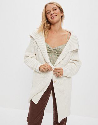AE Oversized Collared Cardigan | American Eagle Outfitters (US & CA)