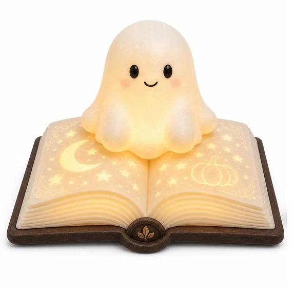 PIMOXV Figurine Statue Lamp, Ghost on Open Book Halloween Decor, White, 1 Count | Walmart (US)
