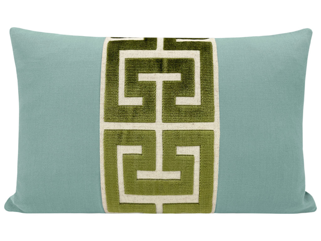 THE LITTLE LUMBAR :: CLASSIC LINEN // SPA BLUE + OLIVE GREEK TRIM | LITTLE DESIGN COMPANY