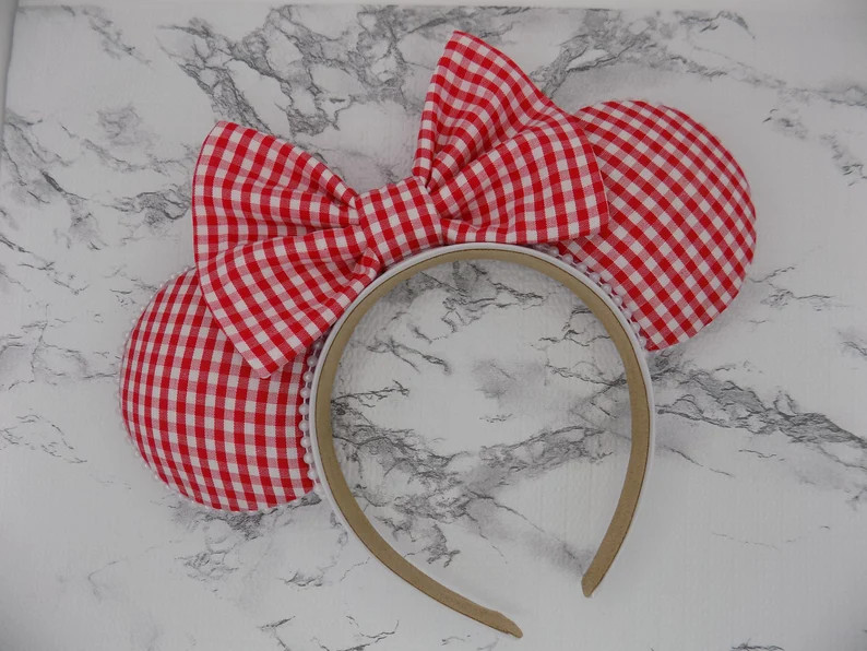 Gingham Checkered Minnie Inspired Ears - Etsy | Etsy (US)