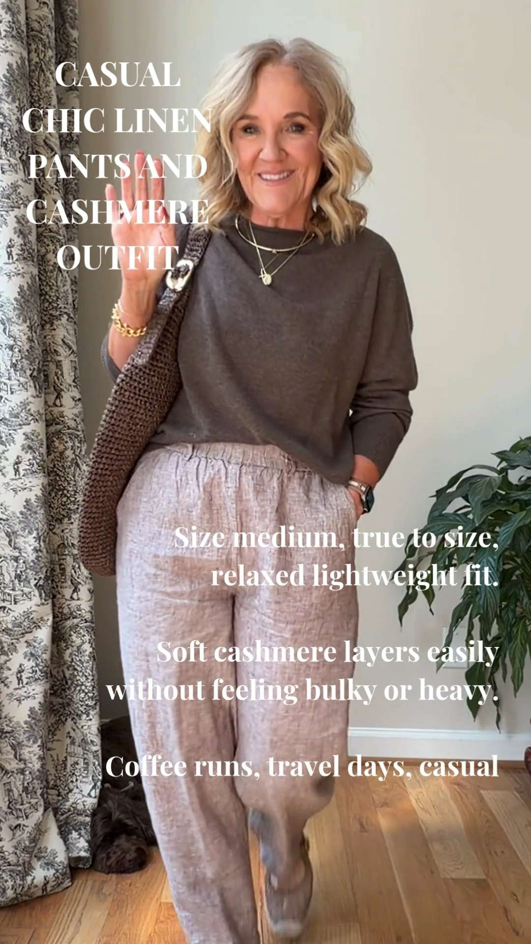 Tap the bell 🔔, heart ❤️ this post, and save for later!

If you’re tired of sweaters that feel bulky, itchy, or hard to style… this one solves all of it.

This cashmere boat neck is lightweight, soft, and easy to layer without adding bulk.
The neckline gives it a more polished look while still feeling relaxed.
Pairs effortlessly with linen pants, denim, silk skirts, or layered over dresses.

I’m wearing a medium in both the sweater and linen pants, and both fit true to size with an easy, relaxed shape.

This is the kind of outfit that works for travel days, lunch dates, weekend errands, or casual dinners when you want to feel comfortable but still pulled together.

Linked everything here if you want an easy elevated outfit formula 🤎 

 #LTKootd #LTKSeasonal #LTKOver40