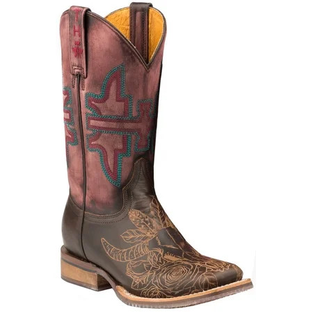 Tin Haul Womens Bullheaded Square Toe Boots Mid Calf Low Heel 1-2 | Walmart (US)
