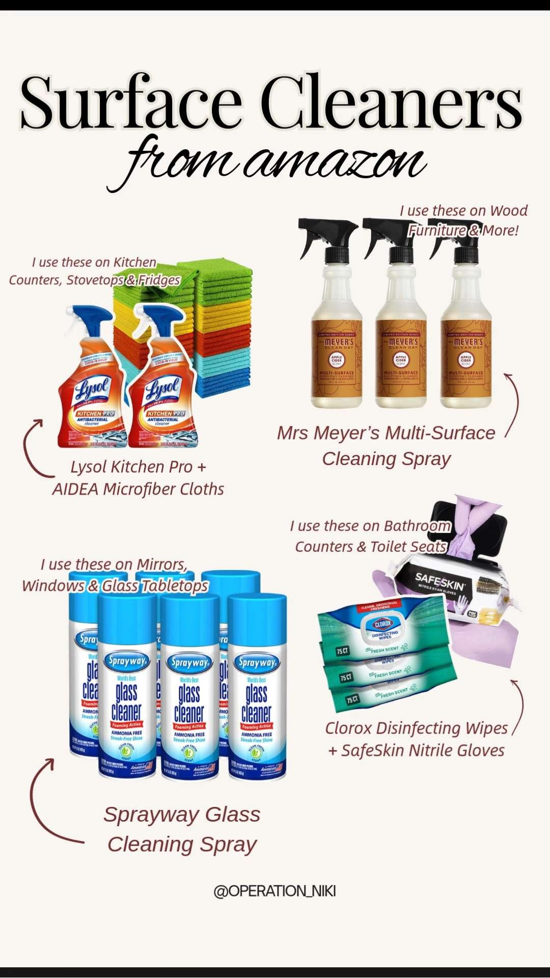 Everyday home surface cleaners I rely on from Amazon 🧼✨ Easy to use, effective, and perfect for keeping counters, tables, and high touch areas clean without adding extra steps to my routine. Simple finds that help maintain a fresh, well kept home. Follow for more @OPERATION_NIKI on IG, TikTok, & Facebook #homesurfacecleaners #cleaningessentials #amazonfinds #homecleaning #cleaningroutine #homeorganization #householdessentials #organizedhome #amazonhome #operationniki #LTKFindsUnder50 

 

#LTKselfcare #LTKHome