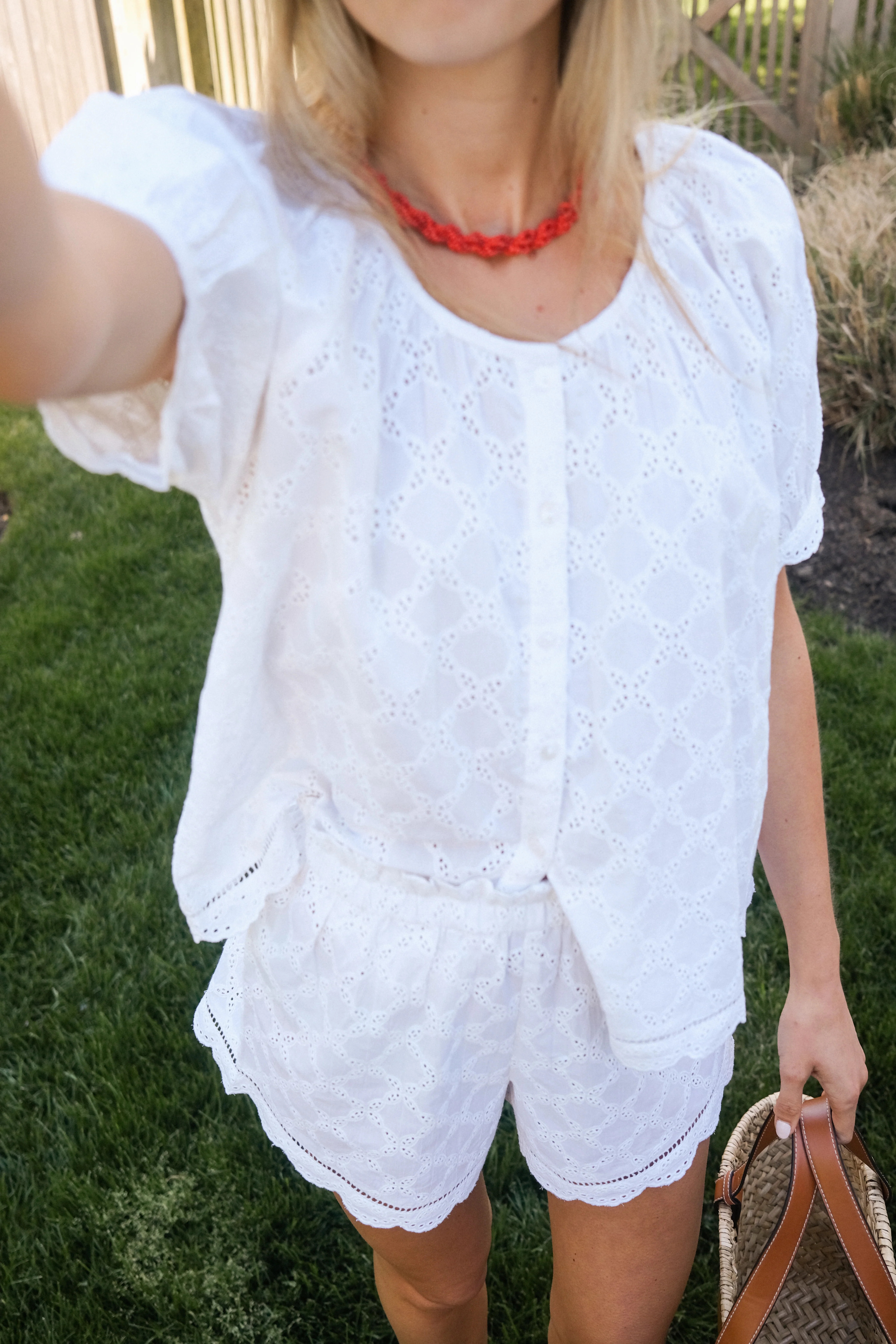 Everly Top - White Lattice Eyelet | Marea