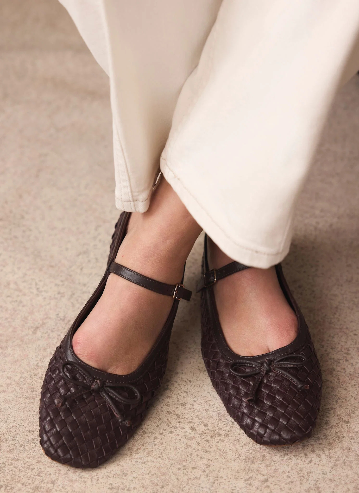 Charley Burgundy Leather Woven Pumps | Mint Velvet