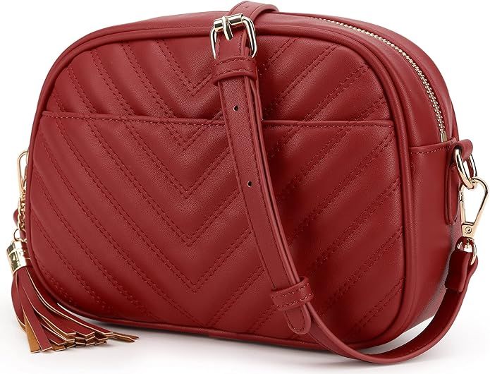 Lola Mae Quilted Crossbody Bag, Medium Lightweight Shoulder Purse Top Zipper Tassel Accent | Amazon (US)
