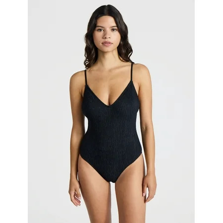 No Boundaries Crinkle One-Piece Swimsuit Women’s | Walmart (US)