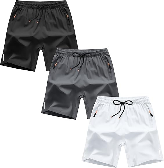 Boys Shorts Quick Dry Athletic Running Shorts with Zipper Pockets | Amazon (US)