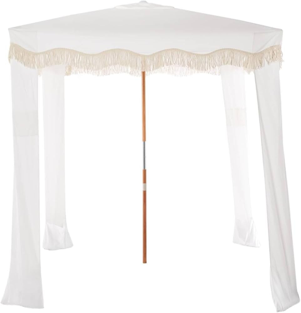 Business & Pleasure Co. Premium Beach Cabana - 6'5 W x 6.5' H Luxury Boho Beach Tent with Fringe ... | Amazon (US)