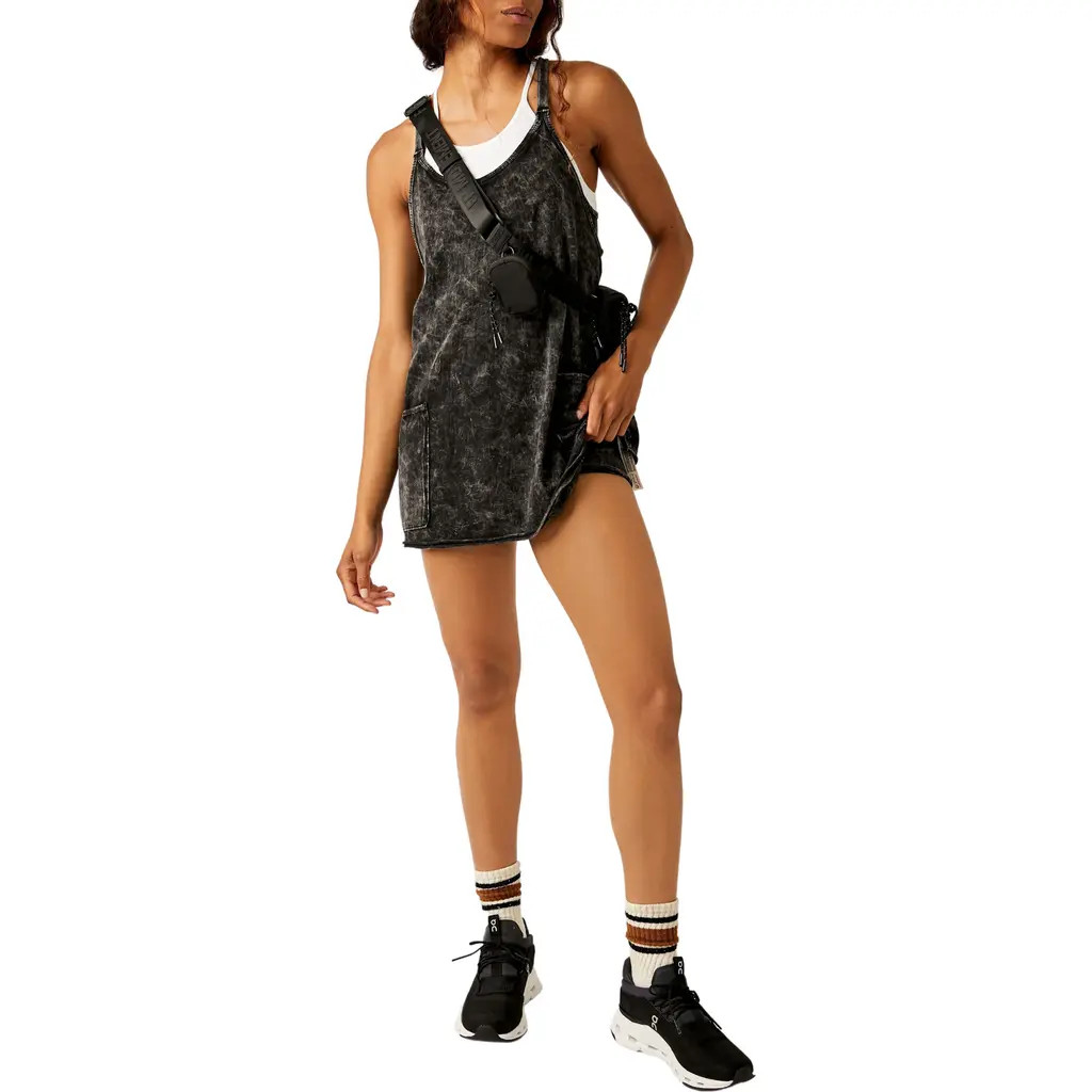 Free People FP Movement Hot Shot Racerback Romper in Black at Nordstrom, Size Small | Nordstrom