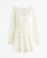 Long-Sleeve Crochet Mini Dress | Abercrombie & Fitch (US)