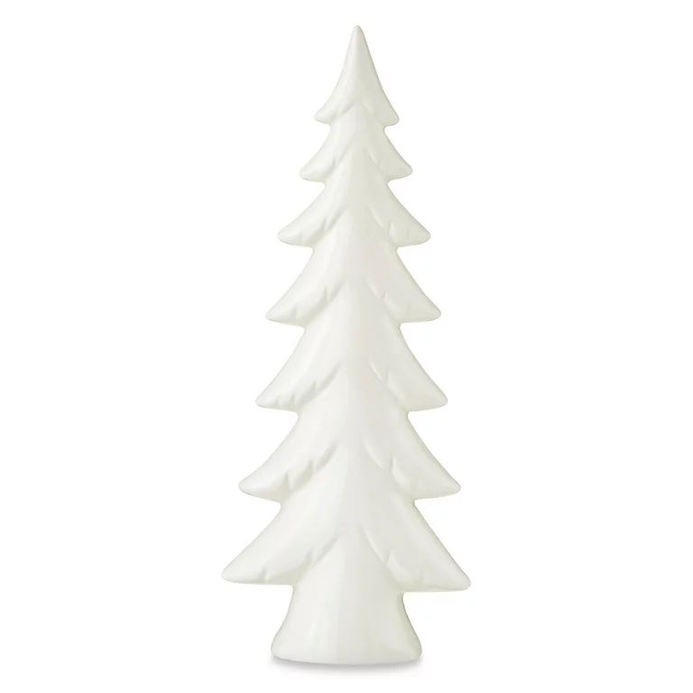 White Ceramic Christmas Tree Tabletop Decor, 10.5 in, by Holiday Time | Walmart (US)