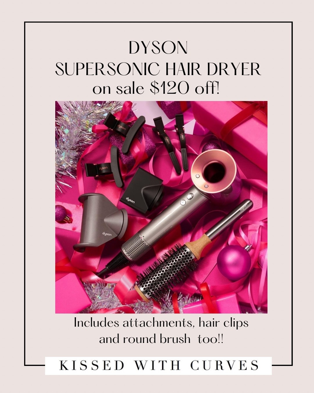 Dyson supersonic hair dryer and accessories on sale for $299.99 + free shipping! Great splurge gift idea for her (or yourself!) for the holidays. Includes attachments, hair clips and round brush along with this awesome hair dryer. I’ve had mine for years and absolutely love it! Reduces drying time and definitely one of my favorite beauty purchases!

#LTKGiftGuide #LTKBeauty #LTKSaleAlert