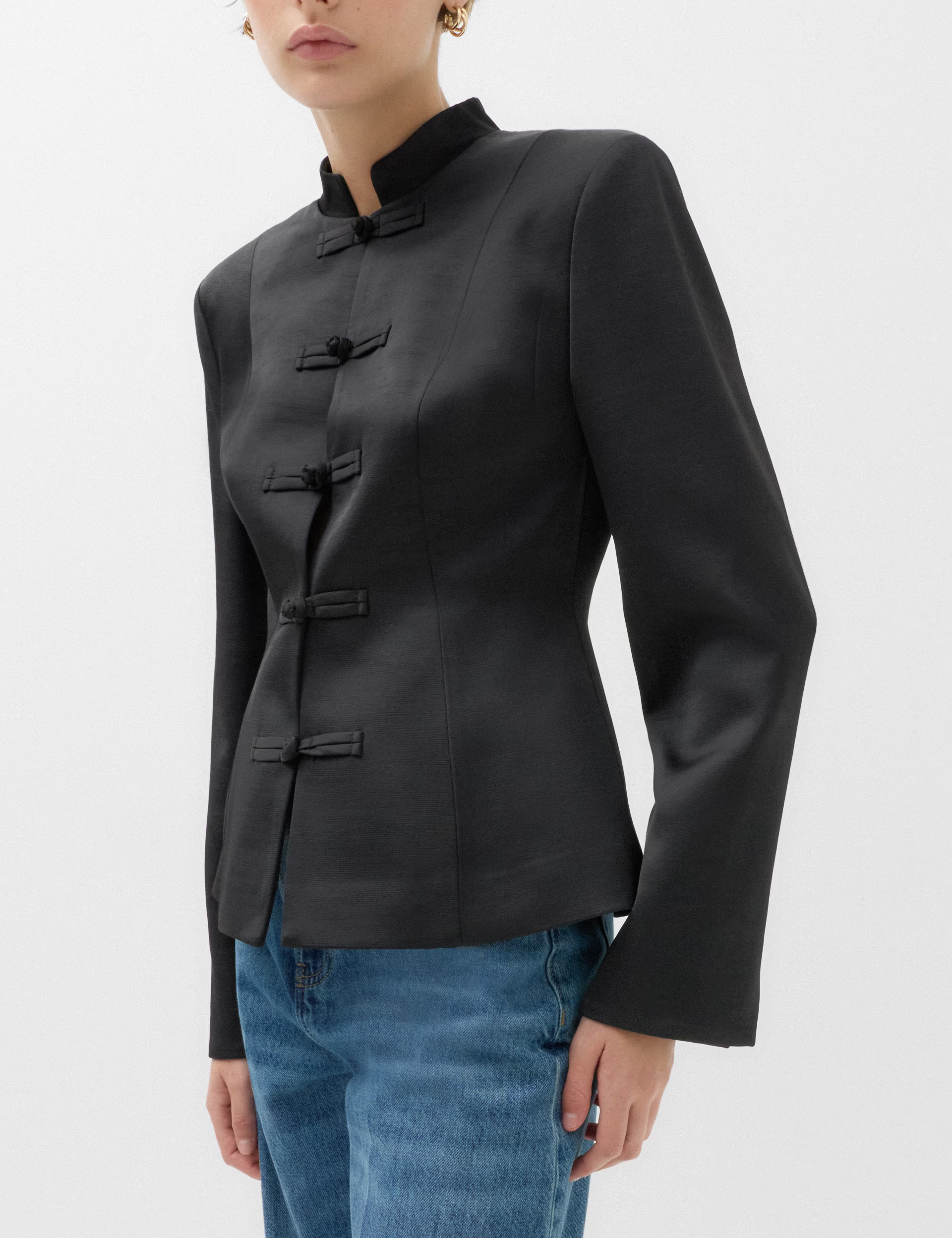 M&S Satin Look Textured Blazer Black | Marks & Spencer (UK)