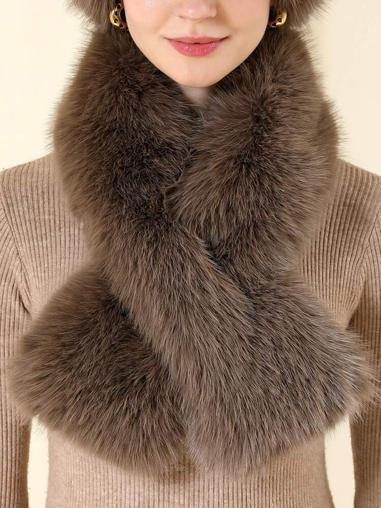 1pc Faux Fox Fur Collar/Neck Warmer, Imitation Mink Fur Scarf, Women Winter Accessory | SHEIN