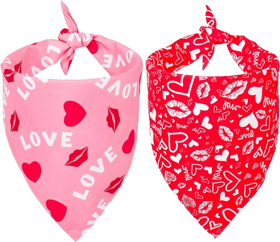 ADOGGYGO Valentine's Day Dog Bandana, Multiple Sizes Offered, Reversible Triangle Dog Scarf Pet B... | Amazon (US)