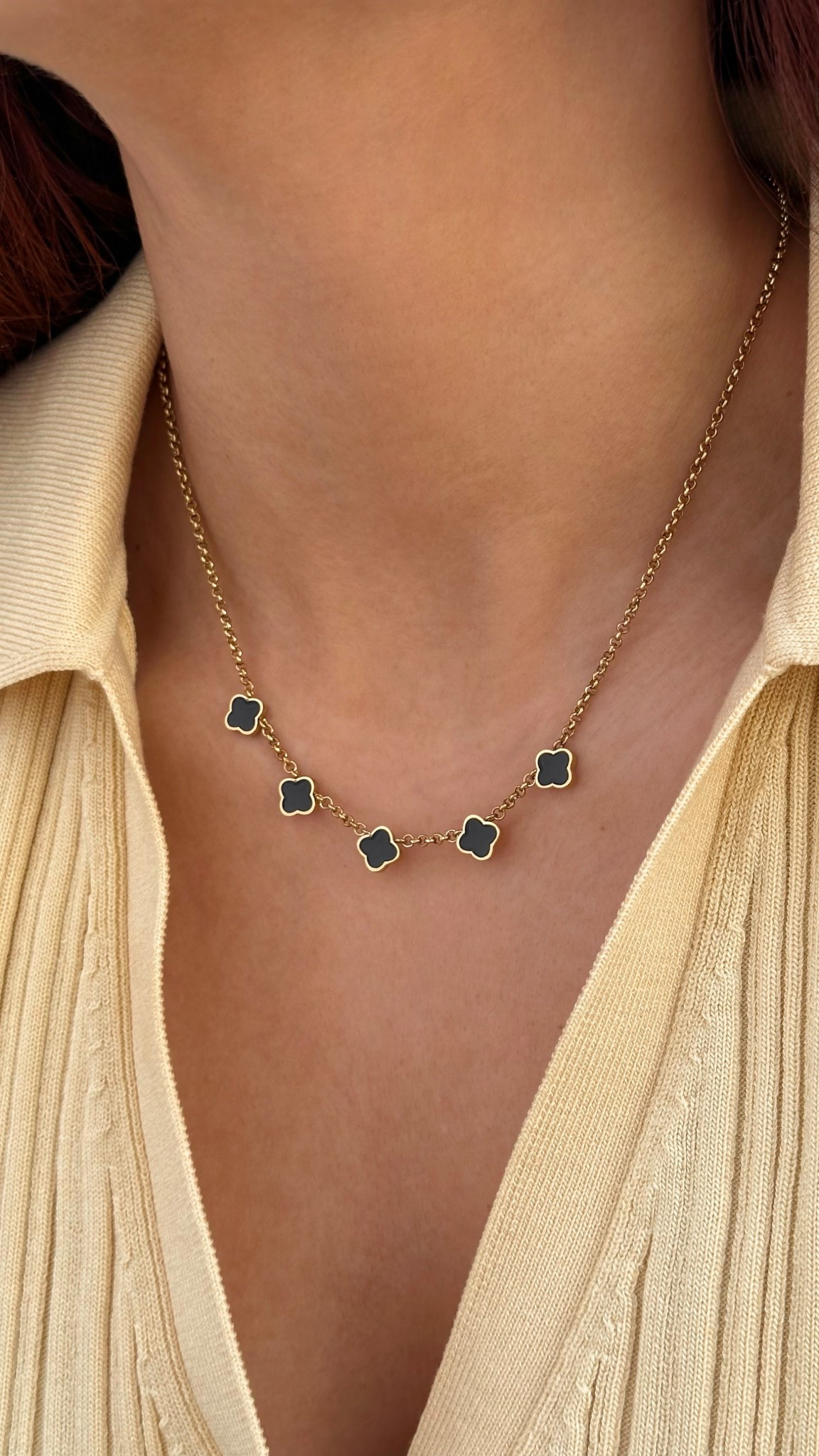 Black small clover necklace 

#LTKluxury #LTKspring #LTKuk