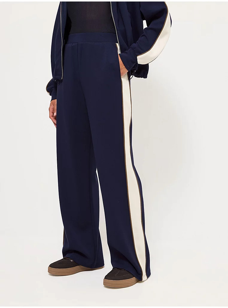 Navy Side Striped Wide Leg Joggers | George
