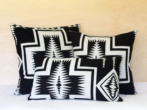 Walking Rock Wool Pillow Cover Black and White Native | Etsy | Etsy (US)