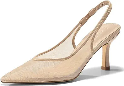 Coutgo Womens Mesh Slingback Kitten Heels Pointed Toe Low Heel Pumps Sexy Dress Shoes | Amazon (US)