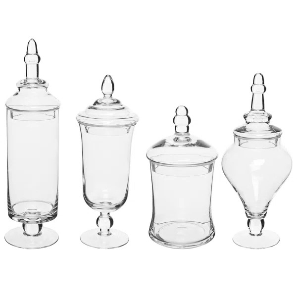 4 Piece Clear Indoor / Outdoor Glass Apothecary Jar Set | Wayfair North America