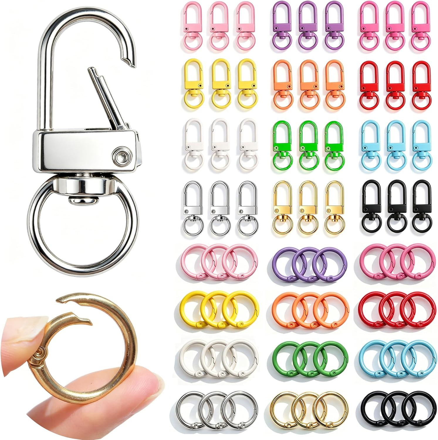 72 PCS CHARMBLE Colorful Keychain Clips Bulk & Key Rings for Bag Charms | Amazon (US)