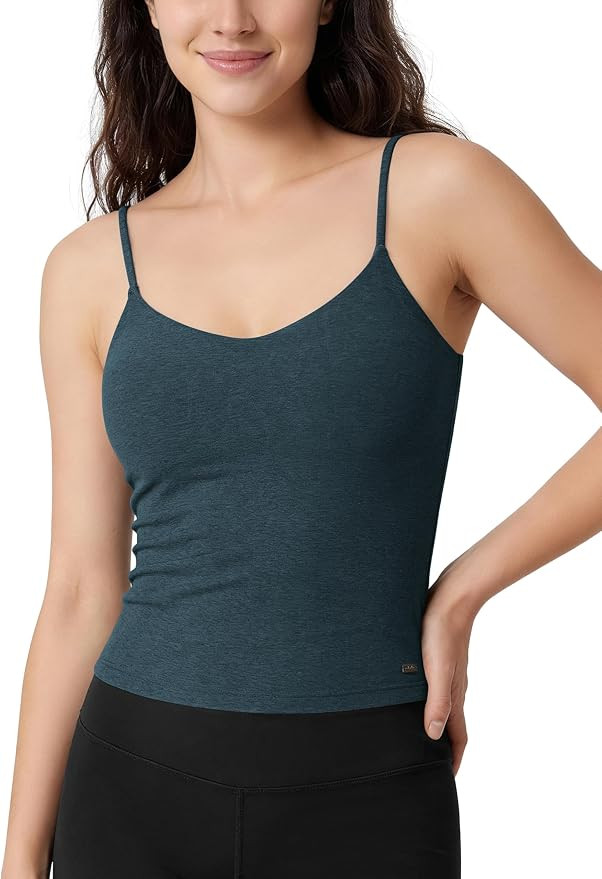 ODODOS Women's Cross-Back Crop Cami with Built-in Bra - Ultra Soft odSTRATUM Tech Performance Low... | Amazon (US)