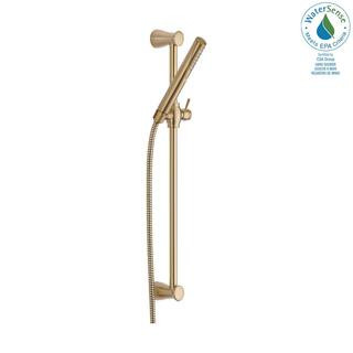 Gold 1-Spray Patterns 1.75 GPM 1.19 in. Wall Mount Handheld Shower Head in Champagne Bronze | The Home Depot