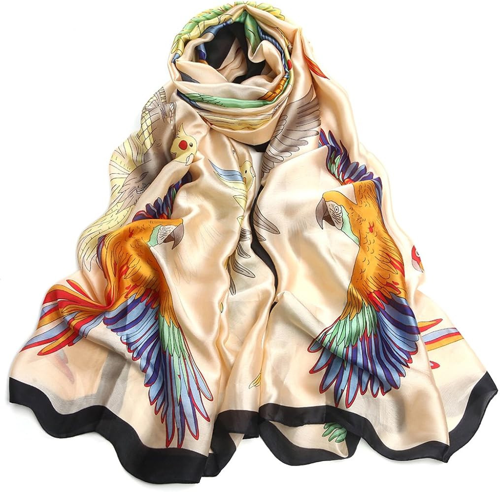 Silk Feeling Scarf Large Headscarf Fashion Sunscreen Hair Wraps Soft Neck Scarves for Women | Amazon (US)