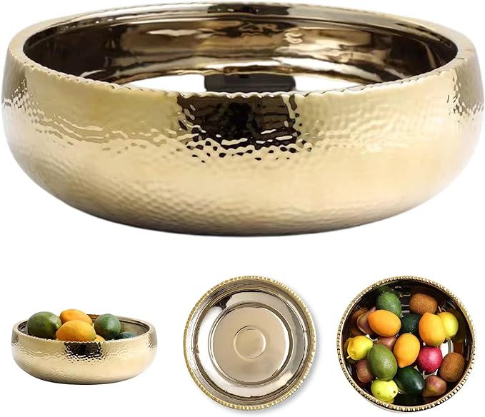 TNT Premium Gold-plated Large Ceramic Bowl - 12 x 4 Inches Decorative Fruit Bowl Masterpiece - Be... | Amazon (US)