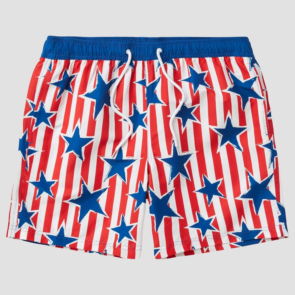 Men's Star Print Striped Americana Swim Shorts - Blue/Red | Target