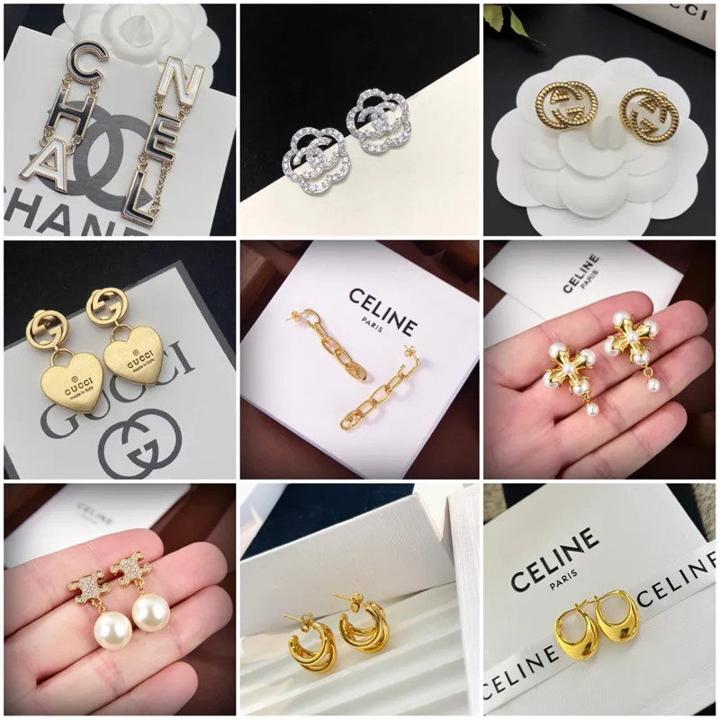Dupe Cha-nel Gu-cci Ce-line Ear studs Women Fashion Accessories Earrings With Box | DHGate