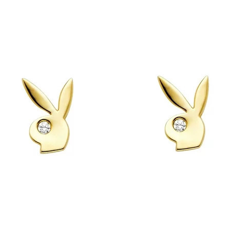 Playboy Bunny Stud Earrings Solid 14k Yellow Gold Rabbit Studs Posts Stylish Polished Fancy 6 mm | Walmart (US)