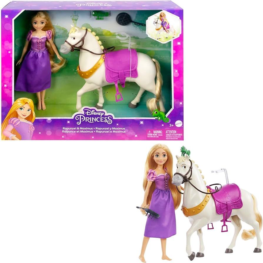 Mattel Disney Princess Toys, Rapunzel Doll with Maximus Horse, Pascal Figure, Brush and Riding Ac... | Amazon (US)